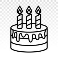 kleurrijk verjaardag taart en kaarsen met vector lijn kunst stijl icoon