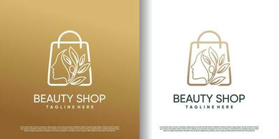 schoonheid winkel logo sjabloon met creatief stijl premie vector
