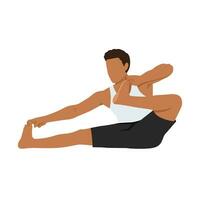 Mens presteert yoga asana akarna dhanurasana of ardzhunasana boogschutter houding of houding arjuna Aan tapijt. vector