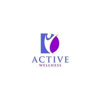 d actief welzijn logo ontwerp vector
