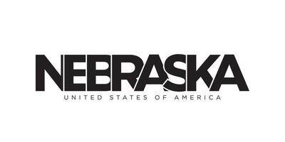 Nebraska, Verenigde Staten van Amerika typografie leuze ontwerp. Amerika logo met grafisch stad belettering voor afdrukken en web. vector