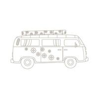 bestelwagen. getrokken elementen voor camping en hiking. wildernis overleving, reis, hiking, buitenshuis recreatie, toerisme. vlak vector illustratie geïsoleerd Aan wit achtergrond.