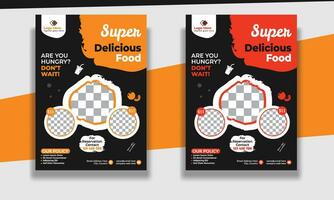 snel voedsel folder ontwerp sjabloon Koken, restaurant menu, voedsel bestellen, pizza, hamburger, Frans Patat en Frisdrank. vector illustratie voor poster, folder, omslag, menu, brochure.