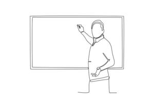 een leraar schrijft Aan een schoolbord vector