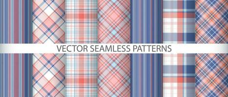 reeks achtergrond textiel tartan. plaid controleren naadloos. kleding stof structuur patroon vector. vector