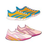 sportschoenen, sportkleding. sport apparatuur. geschiktheid voorraad. vlak vector illustratie.