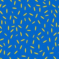 naadloos modern patroon met elementen van geel rijst- granen Aan een blauw achtergrond. het drukken Aan mode stoffen, textiel, decoratief kussens, omhulsel papier. vector. vector