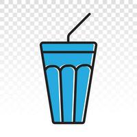 Frisdrank drank of snel voedsel drinken met een rietje - vlak kleuren icoon voor apps en websites vector