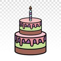 kleurrijk verjaardag taart met kaarsen vlak icoon voor voedsel apps en websites vector