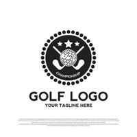 luxueus golf toernooi logo ontwerp. golf kampioenschap teken of symbool. golf icoon. vector