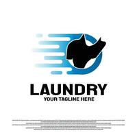 wasserij logo ontwerp met snel kleren wassen concept. illustratie element vector