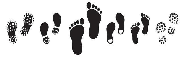 silhouet van menselijk voetafdrukken. baby voetstappen icoon. schoenen merken. vector