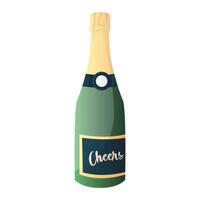 bruiloft proost fles van Champagne, prosecco. vakantie sprankelend wijn, feestelijk alcohol Product voor viering. bruiloft dag accessoires, decoraties. vieren huwelijk, opslaan de datum ceremonie. vector