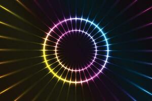 circulaire neon behang, neon achtergrond, circulaire neon met verlichting achtergrond vector