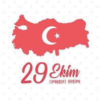 29 ekim cumhuriyet bayrami kutlu olsun, turkije republiek dag, landkaart kleur vlag patriottisme vector