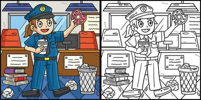 arbeid dag Politie hebben koffie breken illustratie vector