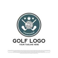 luxueus golf toernooi logo ontwerp. golf kampioenschap teken of symbool. golf icoon. vector