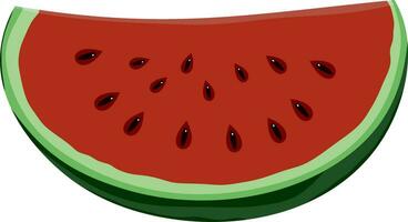 vector tekening van gekleurde plakjes van watermeloen. een stuk van een groot rood BES. stuk van groot ontpit fruit