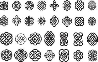 reeks van oude keltisch knoopwerk patronen en symbolen vector