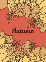 ansichtkaart herfst bladeren en inscriptie, achtergrond voor de web, vector illustratie