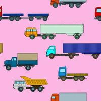 veelkleurig tekenfilm vrachtauto patroon voor afdrukken en decoratie. vector illustratie.