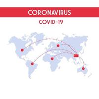 infographic van wereldplaneet met de verspreiding van de covid 19 door landen vector