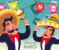 vakantie cinco de mayo met mannen in pak mariachi vector