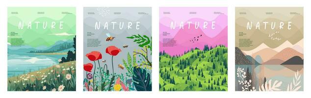 natuur en landschap, hedendaags artistiek poster. vector