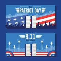 9 11 patriot dag vlak horizontaal banier achtergrond sjabloon vector