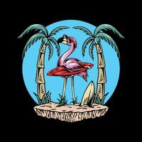 surfer flamingo kunst vector