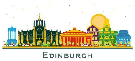 Edinburgh Schotland stad horizon met kleur gebouwen geïsoleerd Aan wit. Edinburgh stadsgezicht met oriëntatiepunten. vector
