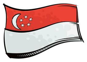 geschilderd Singapore vlag golvend in wind vector