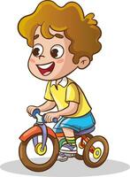 vector illustraties van schattig kind rijden fiets