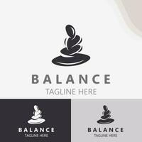 balans steen logo massage steen yoga, rots arrangement voor spa en Gezondheid meditatie symbool vector