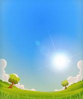 Lente landschap met glanzende zon Halo