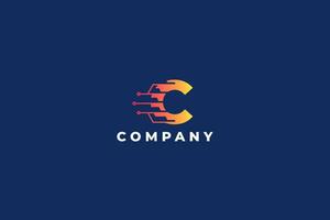 abstract brief c logotype voor bedrijf bedrijf elektronisch, netwerk, verbinding en technologie logo sjabloon vector
