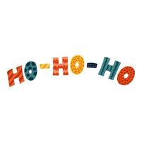 hoe-ho-ho. schattig geïsoleerd belettering met decor voor populair vakantie. handgeschreven felicitatie voor kerstmis. uitdrukking voor affiches, groet kaart, afdrukken, banier, sticker. beroemd uitdrukking van de kerstman claus. vector