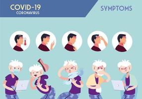 infographic met incubatie en symptomen met pictogrammen en geïnfecteerde persoon vector