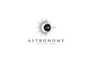 profetie tarot astronomie symbool boho stijl zon maan verduistering fenomenen logo vector