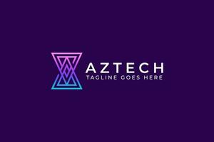 abstract meetkundig vorm met aztec technologie patroon symbool logo app creatief digitaal media bedrijf vector