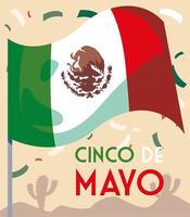 label cinco de mayo met Mexicaanse vlag vector