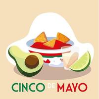 kaart vakantie cinco de mayo met eten mexicaans vector