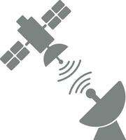 satelliet stuurt gegevens naar een satelliet gerecht, satelliet icoon over- wit achtergrond. omroep pictogram vector illustratie