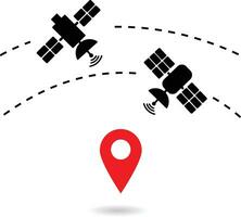 satelliet GPS navigatie pictogram, voertuig navigatie technologie. omroep vector illustratie