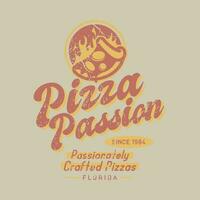 retro wijnoogst pizza passie insigne logo vector