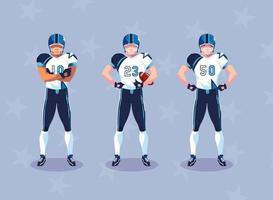 sporters met uniform, mannen teamspelers american football vector