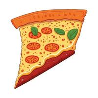 smakelijk plak van pizza tekenfilm vector illustratie, snel voedsel concept geïsoleerd vector, vlak tekenfilm stijl