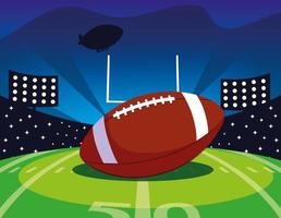 voetbalstadion met bal rugby, super bowl vector