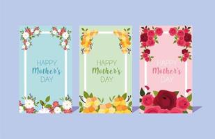 set kaarten met label happy mothers day vector