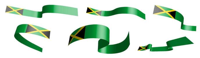 reeks van vakantie linten. vlag van Jamaica golvend in wind. scheiding in lager en bovenste lagen. ontwerp element. vector Aan wit achtergrond